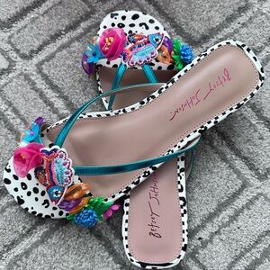Betsey Johnson Polka Dot Floral Sandals - Multicolor
